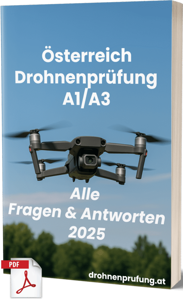 Österreich Drohnenprüfung A1/A3 2025“ mit Drohne für drohnenführerschein, drohnenprüfung, A1/A3 Prüfung in Österreich