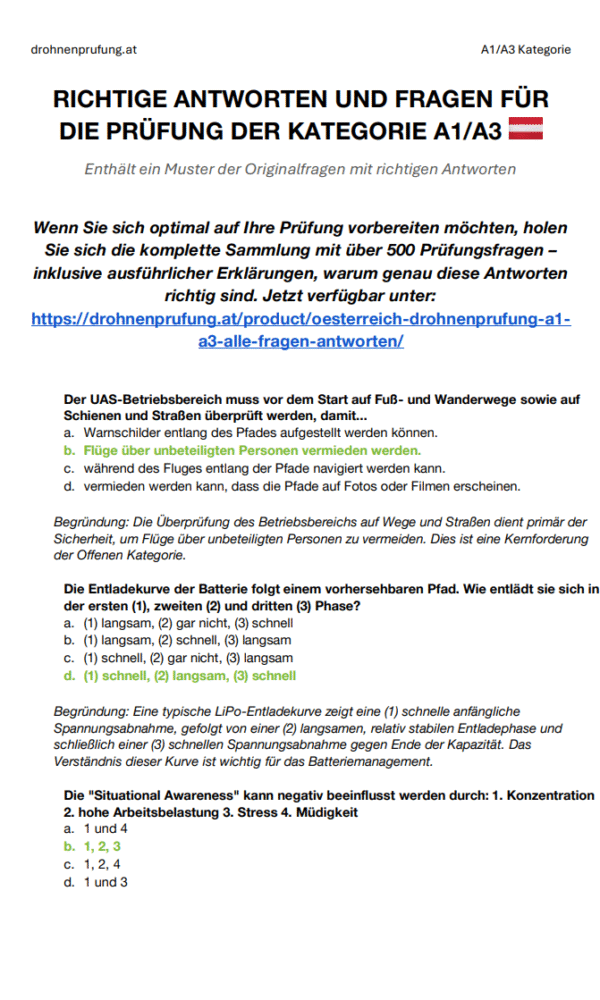 Österreich Drohnenprüfung A1/A3 – Alle Fragen & Antworten 2025 – Bild 3