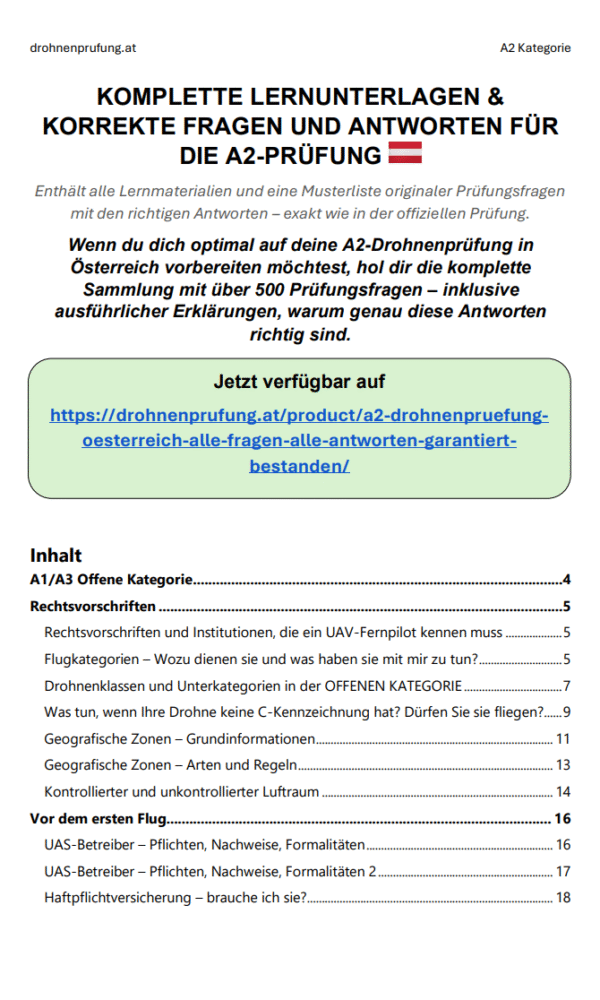 A2 Drohnenprüfung Österreich – Alle Fragen. Alle Antworten. Garantiert Bestanden. – Bild 2