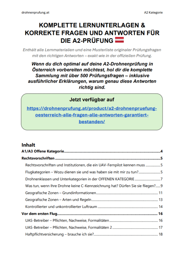 A2 Drohnenprüfung Österreich – Alle Fragen. Alle Antworten. Garantiert Bestanden. – Bild 2