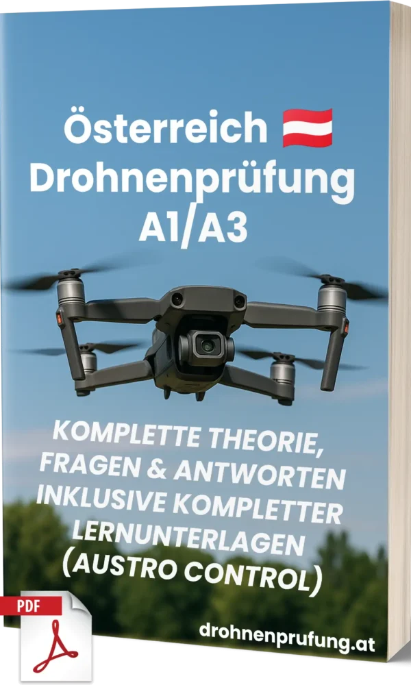 Österreich A1/A3-Drohnenprüfung – Komplette Theorie, 500+ prüfungsnahe Fragen & Antworten mit ausführlichen Erklärungen
